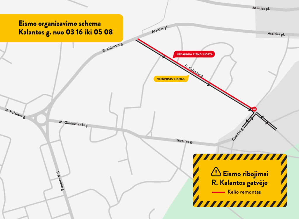 Kauno miesto savivaldybė Dėl remonto darbų – laikini eismo pokyčiai R. Kalantos ir Birželio 23-iosios gatvėse